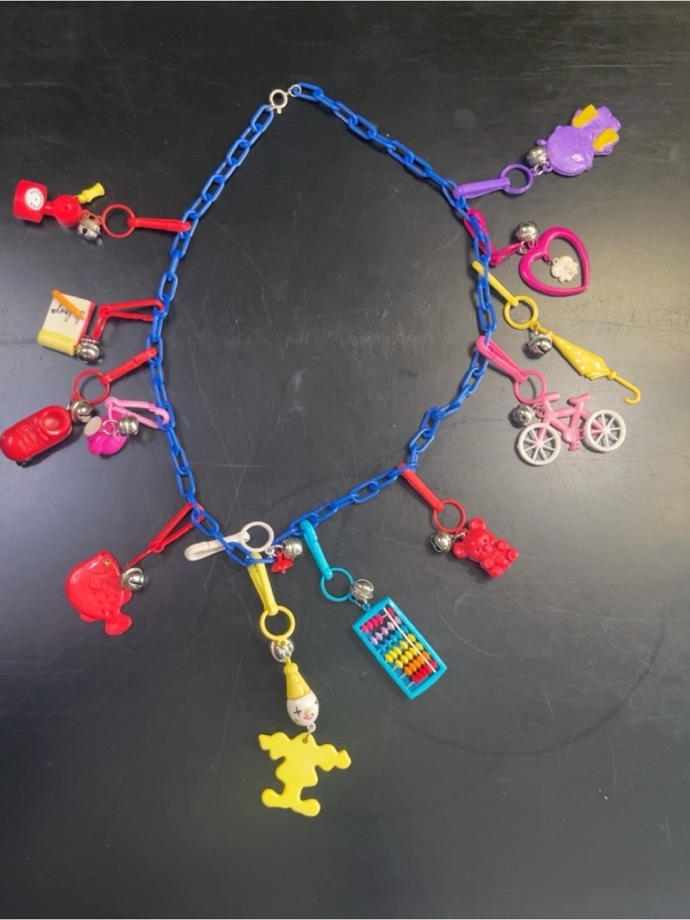 Vintage 80’s Colorful Charm Necklace - Multi-Color Playful Toy Charms